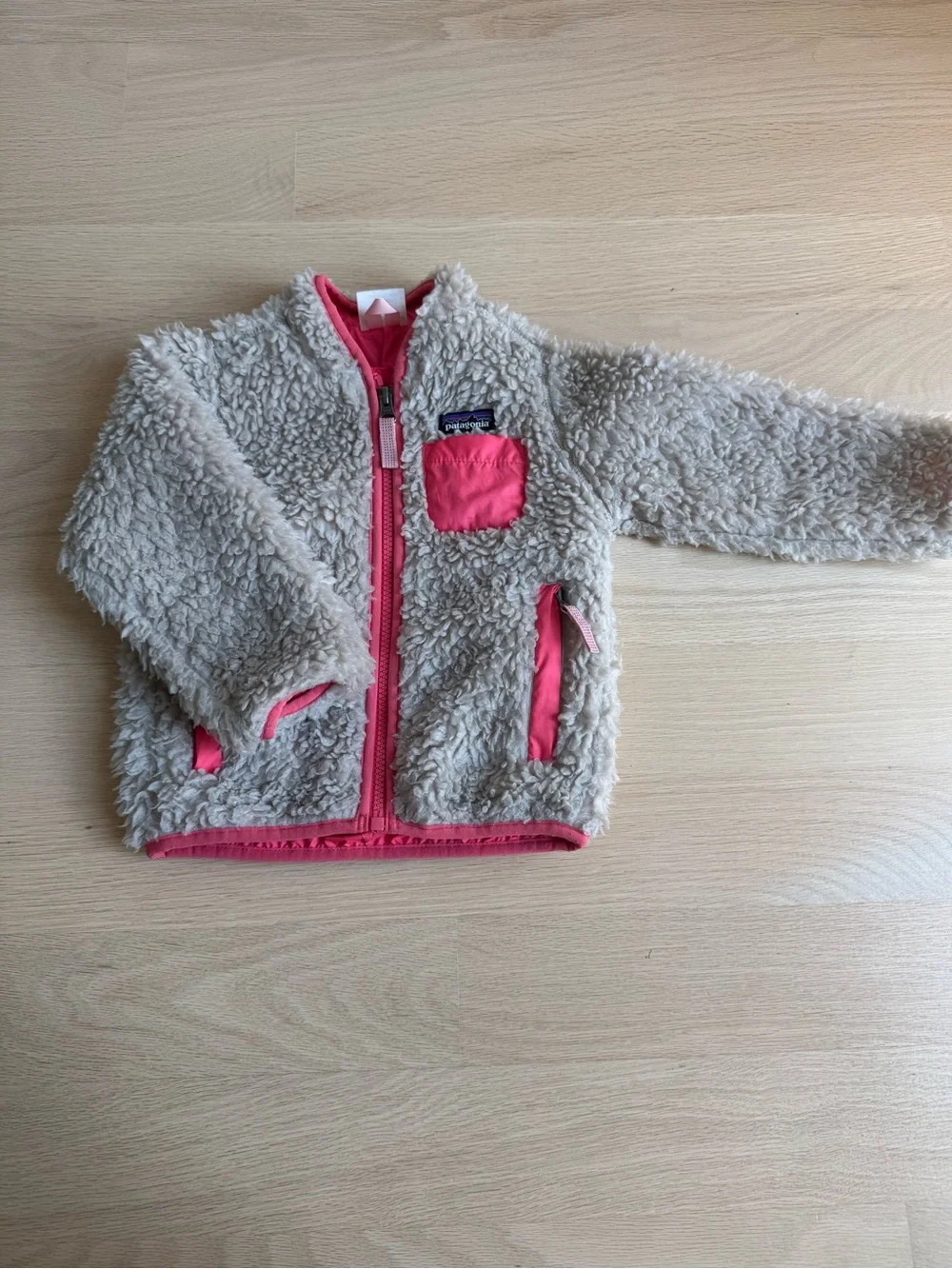 PATAGONIA Baby Retro-X Fleece Zip Jacket Girls 12-18m Natural Cream/Pink
